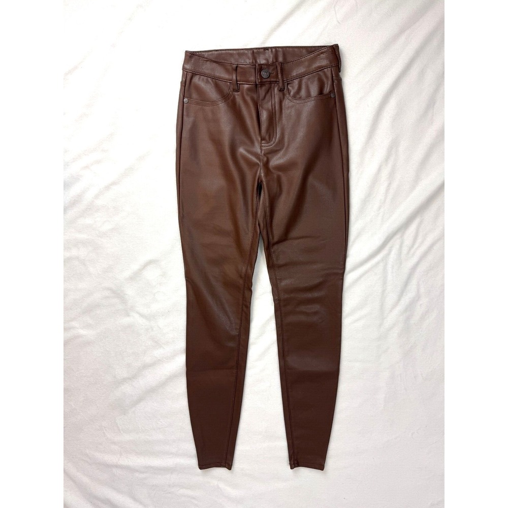 We the Free Free People Faux Leather Brown Pants Womens 26 Skinny